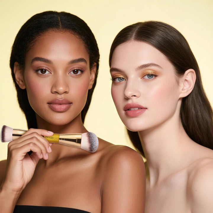 Foundation Brush Contour Bronzer Makeup Brush Double Ended Self Tanner Brush Sculpting Brush for Blending Liquid Powder Concealer Cream Cosmetics Blush Buffe