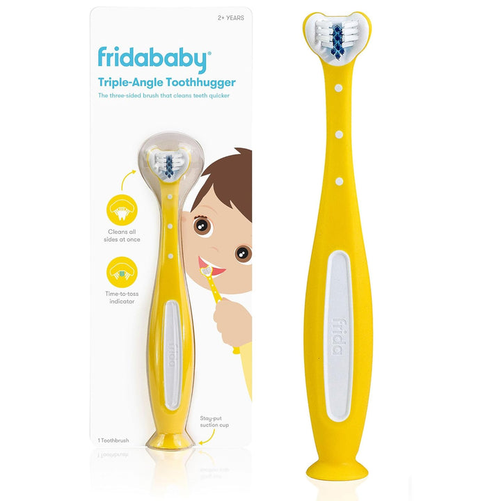 Triple-Angle Toothhugger Training Toddler Toothbrush | Toddler Toothbrush 2 Years and Up, Cleans All Sides at Once | Blue