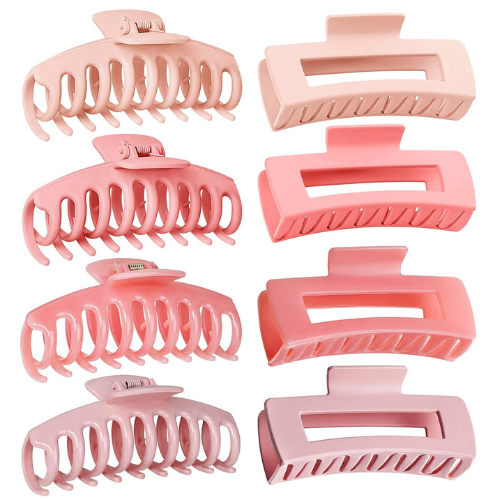 8 Pack Big Hair Claw Clips for Women Large Claw Clip for Thin Thick Curly Hair 90'S Strong Hold 4.33 Inch Nonslip Matte Jumbo Hair Clips (8 Pcs)