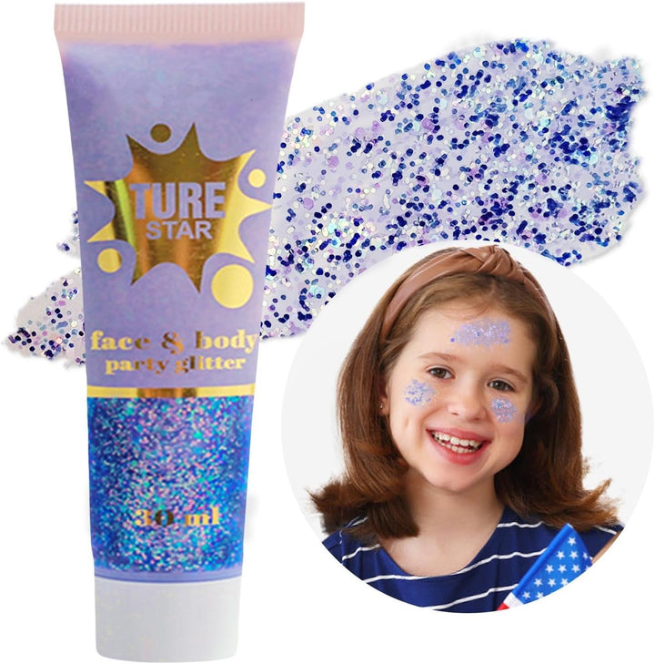 Gold Face Body Glitter,Mardi Gras Glitter Makeup Gold Face Paint,Holographic Chunky Sequins Glitters for Eye Lip Hair Nails,Festival Rave Accessories,52G