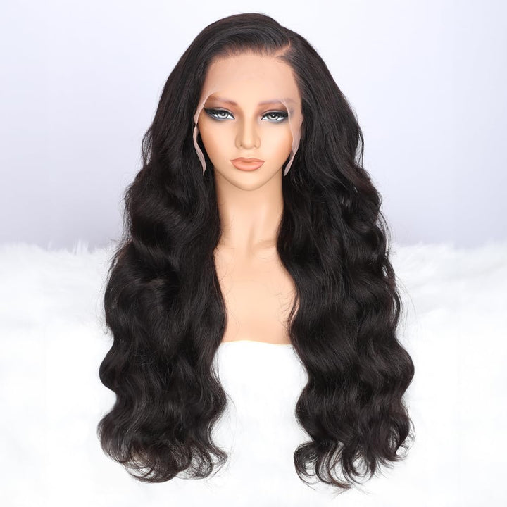 13X6 Body Wave Transparent Lace Front Wigs Human Hair Pre Plucked 180 Density HD Lace Frontal 9A Glueless Wigs with Baby Hair for Women 26Inch