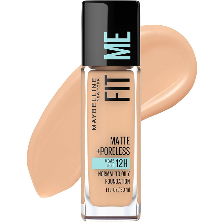Fit Me Matte + Poreless Liquid Oil-Free Foundation Makeup, Classic Ivory, 1 Count (Packaging May Vary)