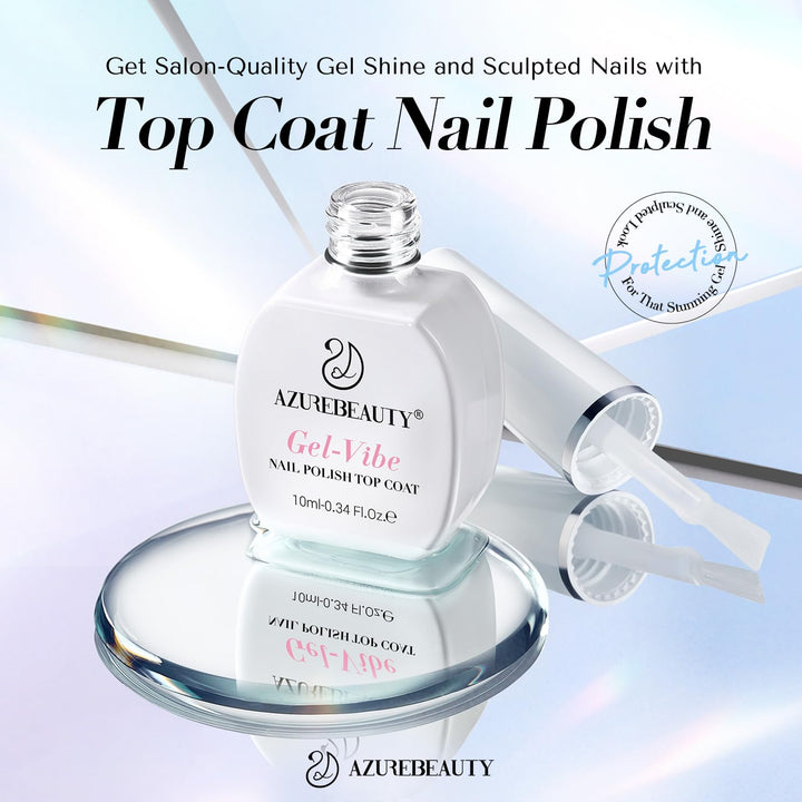Natural Top Coat Nail Polish – Clear, Quick Dry, Long Lasting, Glossy Shine, Air Dry Formula, Smooth Finish, Nail Lacquer for Manicure & Nail Art, Salon-Quality