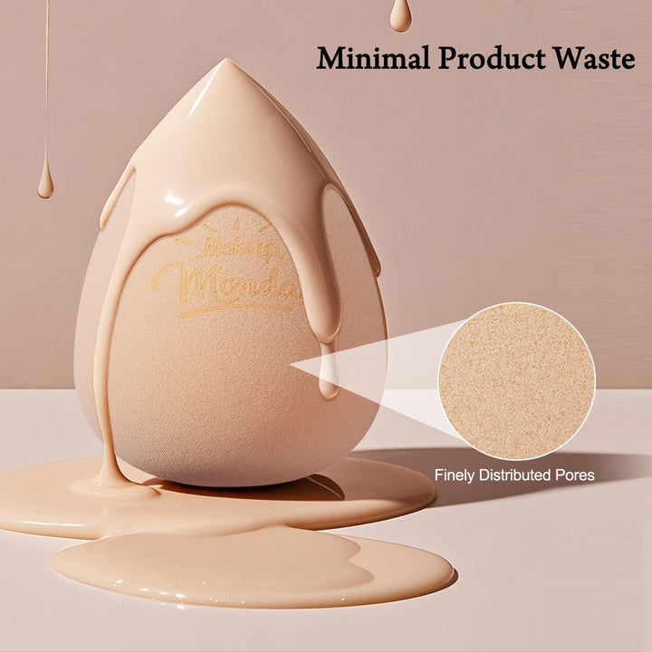 Makeup Sponge Set Blender Sponges, Latex-Free Beauty Makeup Sponges 7 Pcs with 1 Travel Container Case for Blending Foundation Liquid Cream and Powder (Beige)