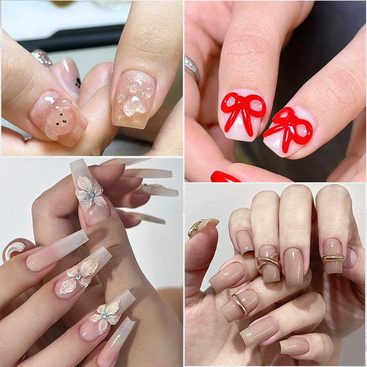 2PCS Clear 3D Sculpting Gel Kit - Non-Sticky Hand Carving Gel with Silicone Pen for Nails 3D Flowers Nail Design Manicure Salon Supplies