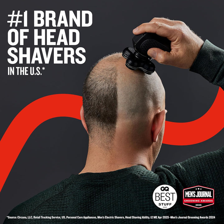 XR7000 Balder Pro Rotary Shaver Rechargeable Waterproof Electric Razor for Men Cordless Lithium Power 5 Dual Track Flexing Heads and Pop-Up Trimmer Black