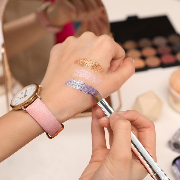 Double-Ended Lip Makeup Brush, Retractable Lip Brush for Lipstick, Lip Gloss, Eyeshadow (Silver)