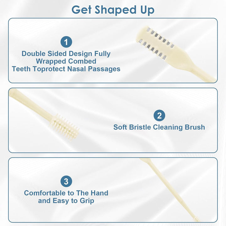6 Pcs 2-In-1 Nasal Cutter, Upgrade Double Sided Nose Knife, 360 Nostril Hair Remover Tool, Trimmer for Men, Women, Soft Cleaning Brush (Cream)