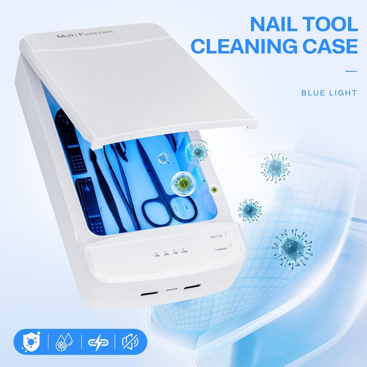 Nail Tool Sterilizer with Blue Light, Portable USB Sterilizating Box for Manicure Salon,Tweezers,Tattoo,Scissors,Jewelry,Phone, Watch,Keys