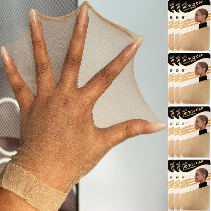 Skinlike HD Wig Cap, 4 Pieces Invisible and Sheer Breathable Ultra-Thin Stretchy Stocking Caps for Lace Front Wigs