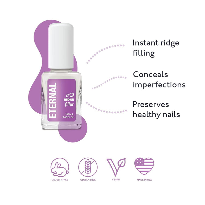 Ridge Filler Base Coat Nail Polish– 13.5 Ml Clear Nail Primer Treatment - Ridge Filling Base Coat Strengthener for Nail Strength & Repair of Hard, Thin, Dry & Ridged Fingernails - 1 Unit