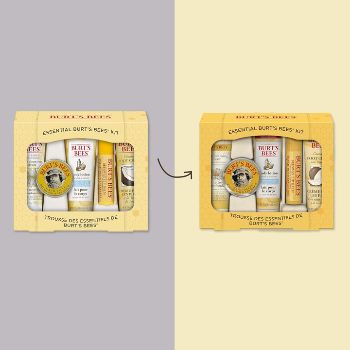 Gifts Ideas - Essential Everyday Beauty Set, 5 Travel Size Products - Deep Cleansing Cream, Hand Salve, Body Lotion, Foot Cream and Lip Balm