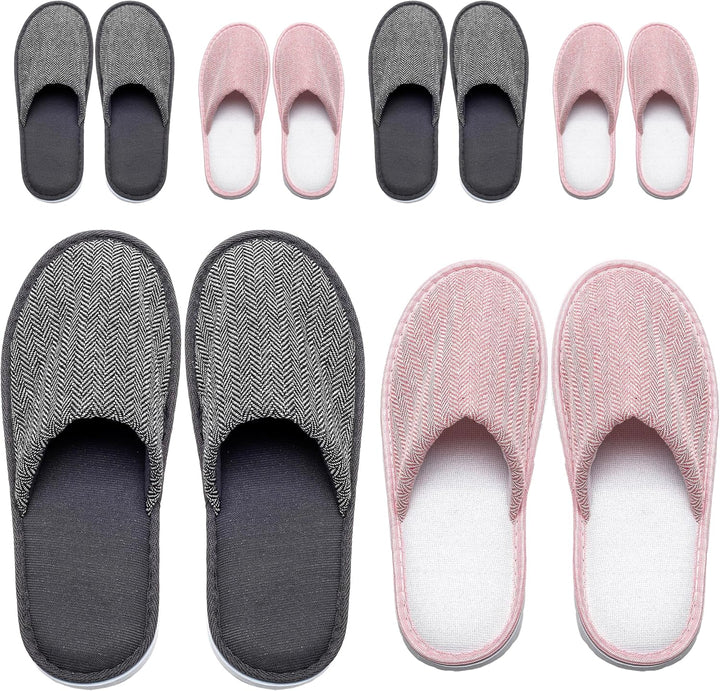 6-10 Pairs Spa Slippers, Non Slip Disposable Slippers for Guest, Washable Reusable, Which Can Be Used as Women Men, House, Indoor, Bathroom, Bedroom, Hotel, Bride Slippers