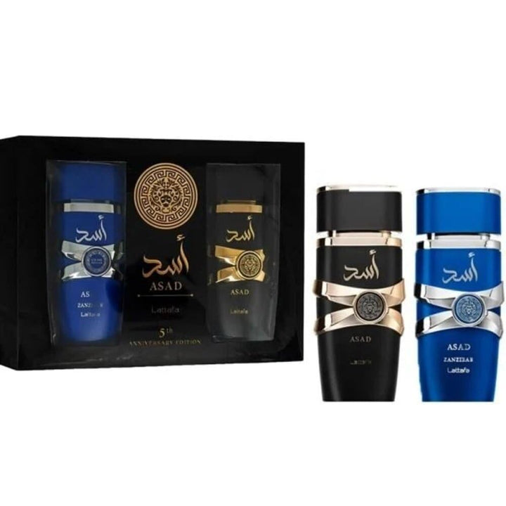 Lattafa Asad 2 Piece Gift Set (EDP 3.4 Fl Oz + Asad Zanzibar EDP 3.4 Fl Oz)