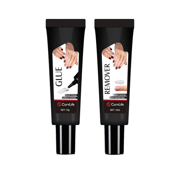 Newly Upgraded Quick Drying 10G Semi Solid Nail Glue with 10Ml Remover for Press on Nails Tips No Need for UV Lamp Long Lasting Fake Acrylic Nails Kit Glue Gel