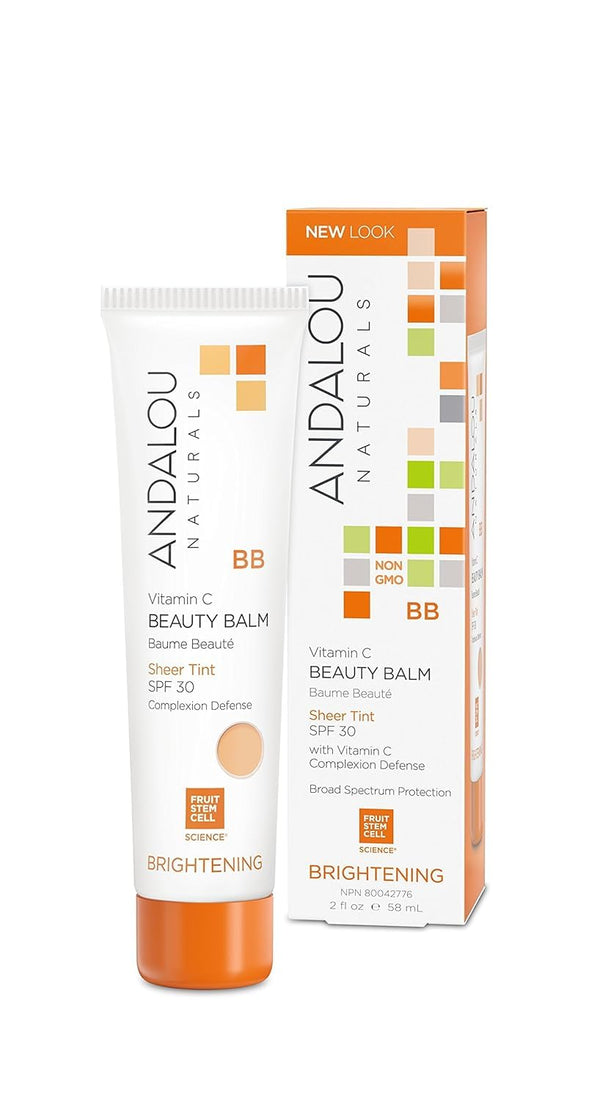Vitamin C BB Beauty Balm Sheer Tint SPF 30 - 2-In-1 BB Cream & Mineral Sunscreen for Face - with Non-Nano Zinc Oxide Skin Protection - 2 Fl Oz