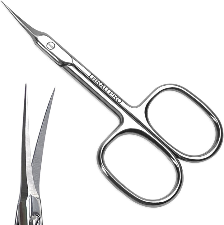 Cuticle Scissors Extra Fine for Manicure and Pedicure, Curved Blade Nail Scissors, Precise Pointed Tip Grooming Kit for Eyebrow, Eyelash, Trim Nail and Dry Skin, Small Scissors
