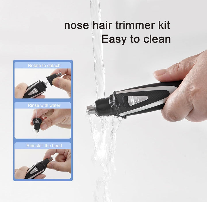 Ear and Nose Hair Trimmer Clippers: 2025 Professional Painless Eyebrow & Facial Hair Trimmers Remover for Men Women, Battery-Operated Nasal Clipper, Dual Edge Waterproof Blades for Easy Clean, Black