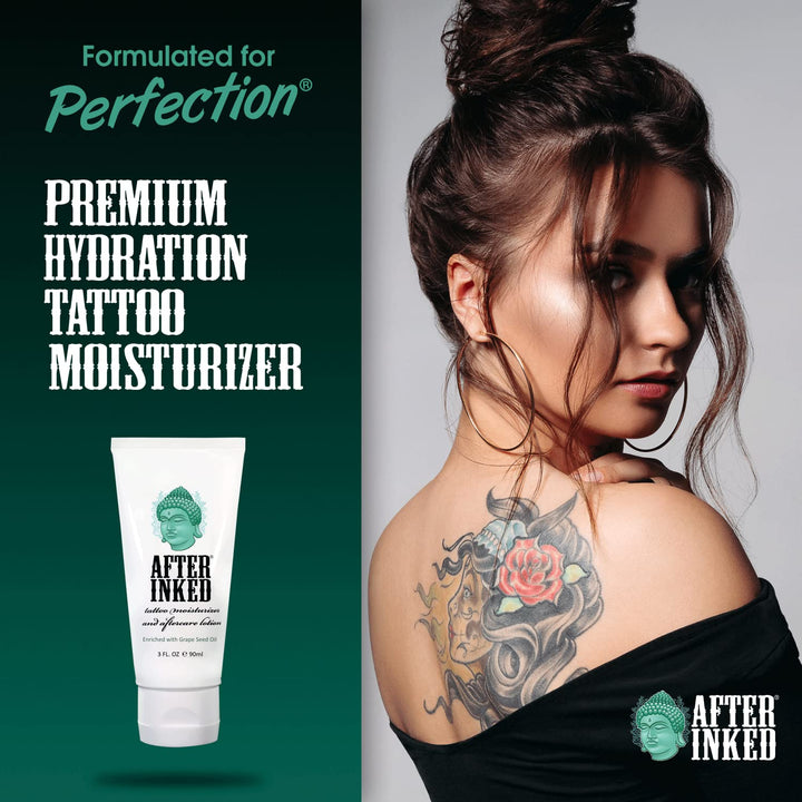 Tattoo Aftercare Lotion – Moisturizing Balm for Inked Skin, as Seen on INK MASTER – Hydrating Cream with Grape Seed Oil, Skin Nourishment & Daily Maintenance – 3 Fluid Oz Tube (1-Pack)