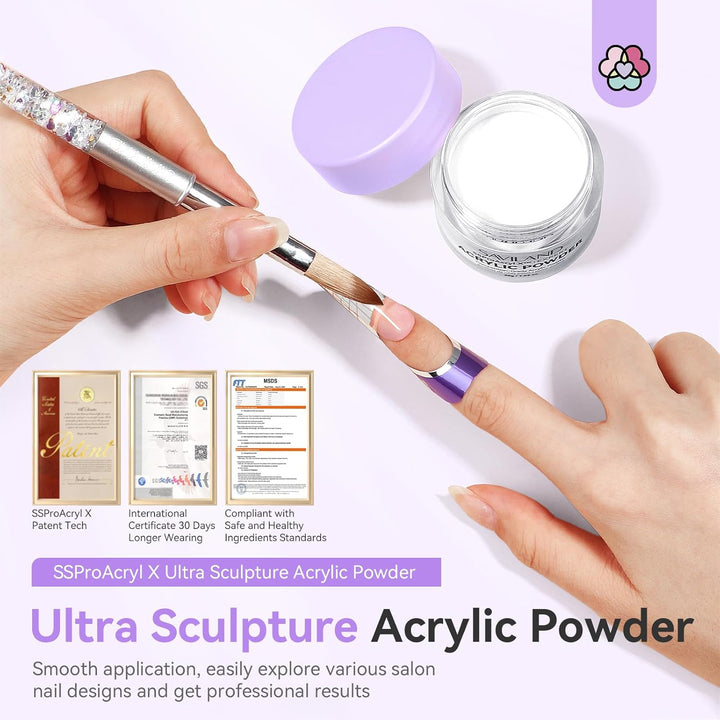 Ultra-Smooth Clear Acrylic Powder: Keratin Professional Acrylic Nail Powder Ultra Sculpture Tech for 3D Carving Nail Extension Tech Salon Studio Manicure