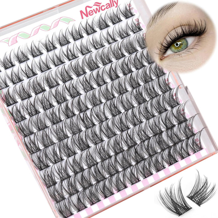 Natural Lash Clusters Kit DIY Lash Extension Kit Wispy Eyelash Extension Kit C-Curly Individual Lashes Kit 9-12MM Short Eyelash Clusters with Lash Remover by