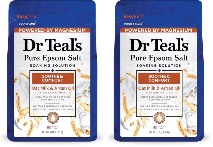 Epsom Salt Magnesium Soak, Soothe & Comfort with Oat Milk & Argan Oil, 3 Lbs