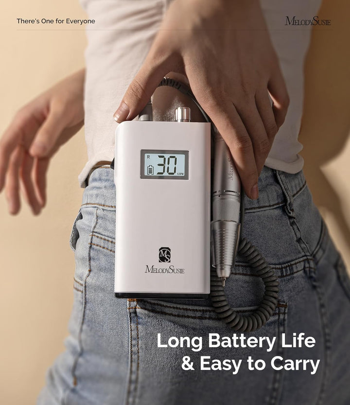 Professional Rechargeable 30000 Rpm Nail Drill,Sc320H Portable Electric E File Scamander, Acrylic Gel Grinder Tools with 6 Bits and Sanding Bands for Manicure Pedicure Carve Polish (White)