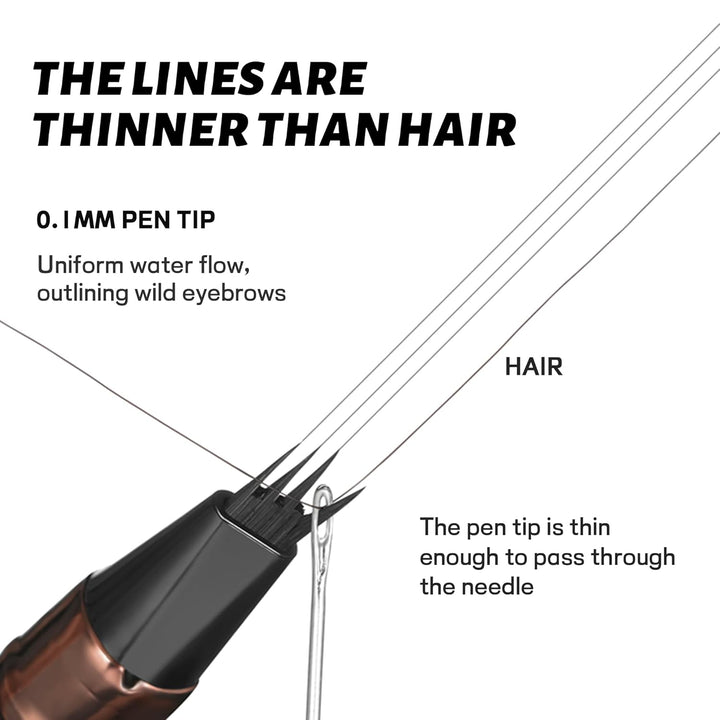 2 Pack Eyebrow Pen, Waterproof Microblading Eyebrow Pencil, 4 Tip Precise Eye Brow Makeup Pen for Women to Effortlessly Create Hair like Natural Brows, Non Dry Out and Last All Day (Dark Brown)