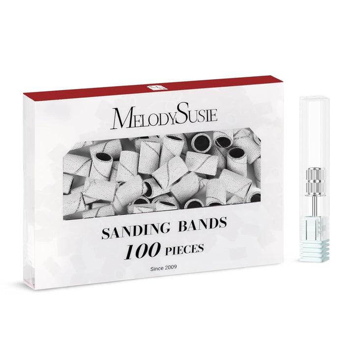 100 Pcs Nail Drill Bits Sanding Bands for Nail Drill 180 Fine Grit Nail File Sanding Bands for Acrylic Nails Gel Manicures and Pedicure