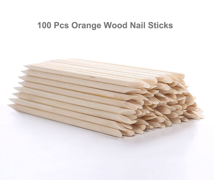 100Pcs Orange Wood Sticks for Nails,  Double Sided Cuticle Pusher Remover Nail Art Manicure Pedicure Tool for Manicure Pedicure