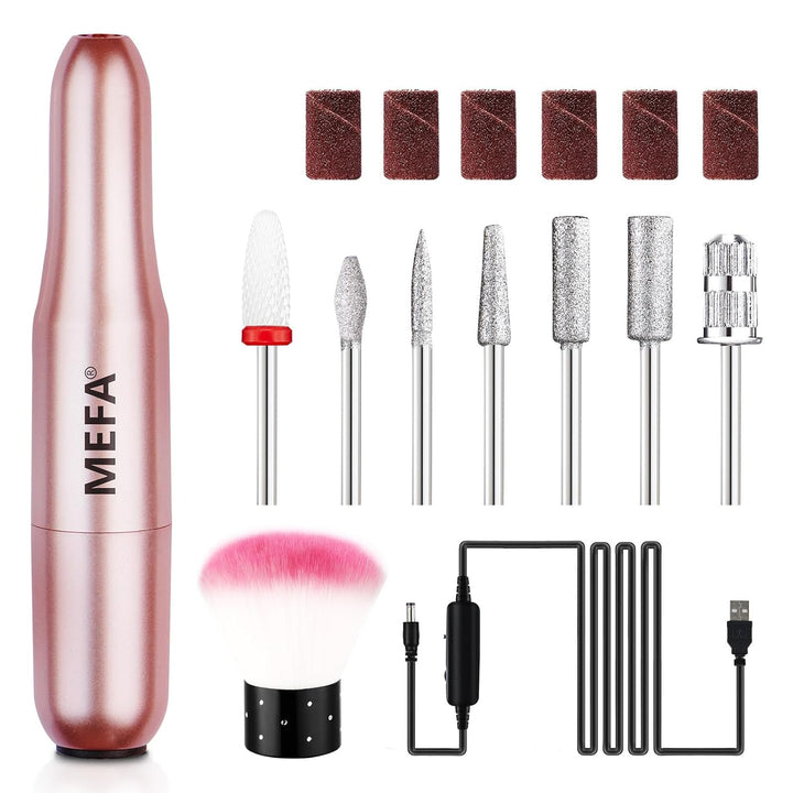 Nail Drill, Portable Electric Nail Drill with 6PCS Nail Drill Bits and Cuticle Oil Pen, Professional Nail File for Acrylic Gel Dip Powder, Manicure Pedicure Nail Set Efile Nail Drill for Salon