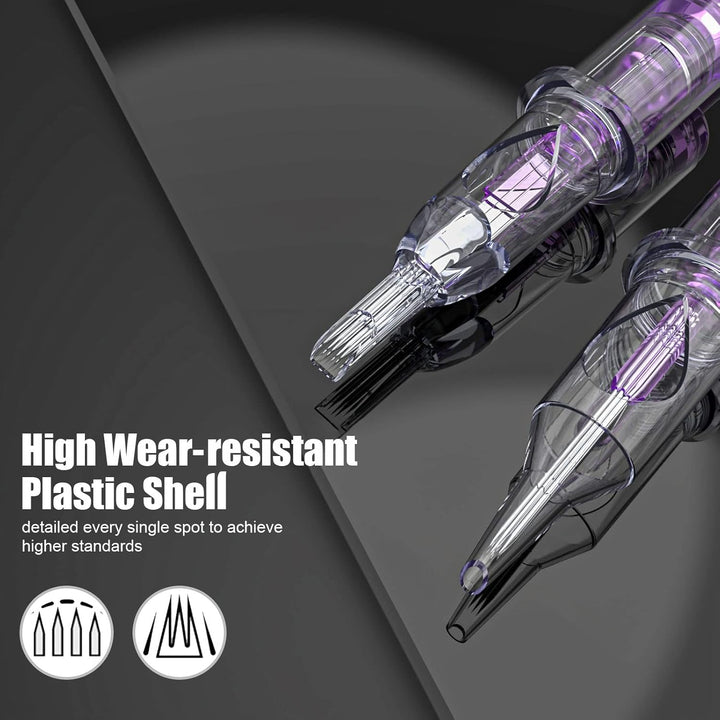 Cartridge Needles, 20Pcs Mixed Sizes 3RL 5RL 5RM 7RM Disposable Tattoo Needles Cartridge round Liner Shader Magnum for Cartridge Tattoo Pen Machine Permanent Makeup Tattoo Supplies