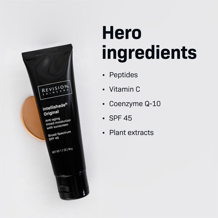 Intellishade® Original SPF 45, Anti-Aging Tinted Sunscreen for Face, Daily Moisturizer with SPF, Anti-Wrinkle with Peptides & Vitamin C, Hydrating Broad-Spectrum Sunscreen, 1.7 Oz