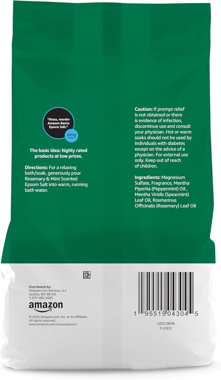 Epsom Salt Soaking Aid, Rosemary & Mint Scent, 3 Pound (Pack of 1) (Previously Solimo)
