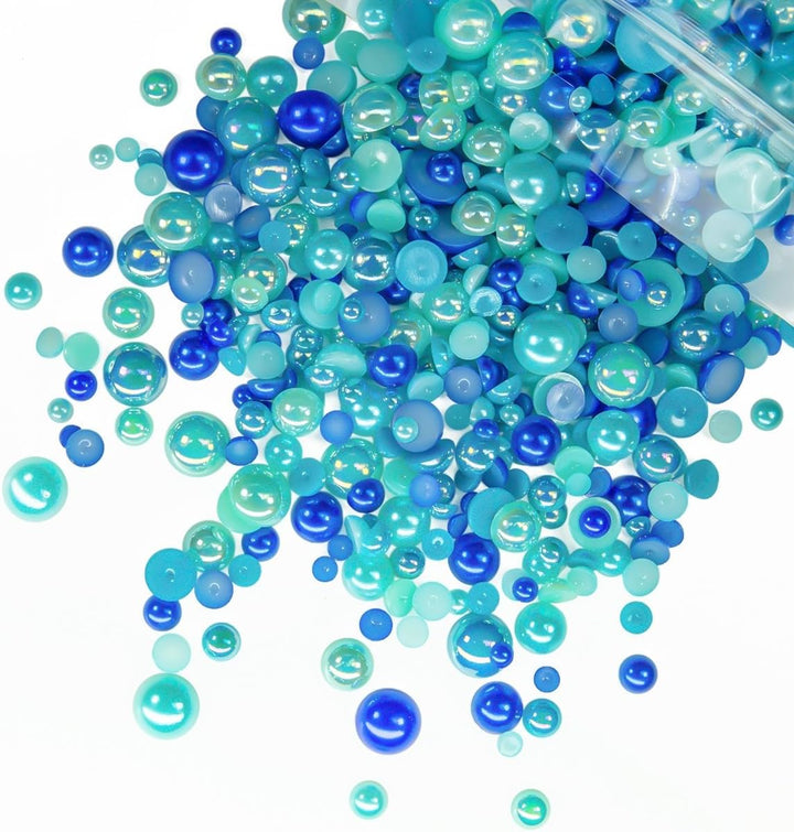 51G White Half Pearls for Crafting 4Mm 5Mm 6Mm 8Mm 10Mm Mix Sizes Pure White Flatback round Beads Charms for Nails Face Eyes Makeup Tumblers Bottles DIY Crafts Bedazzling Clothes Shoes Phones