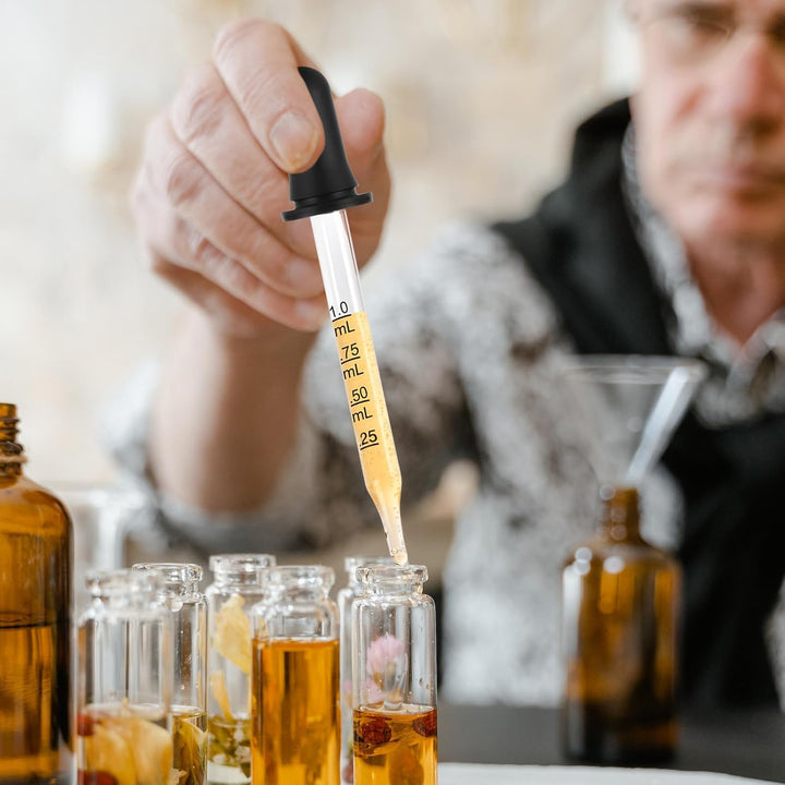 8 Pack Glass Pipette Dropper, Ear and Eye Dropper Bent & Straight Tips, 1 Ml Droppers for Essential Oils, Lab, Crafts, Measuring and Transferring a Variety of Liquids