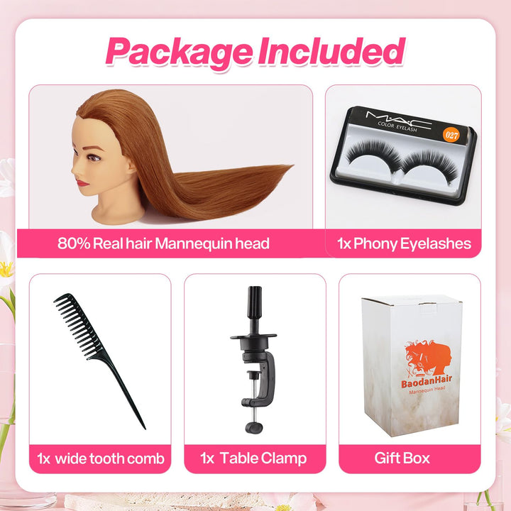 Mannequin Head 99% Human Hair for Hairstyling - Heat Resistant Manikin Head for Cosmetology Students, Professionals & Practice Exams (Blond 27#)