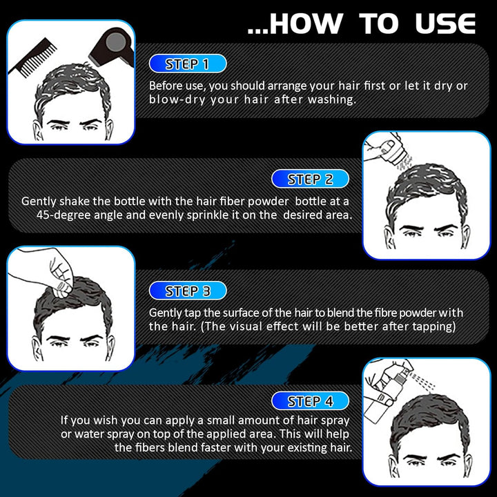 Hair Fibers for Thinning Hair - Black - 27.5Gr,Undetectable Natural Formula, Thicker Fuller Hair in 15 Seconds, Conceals Hair Loss, Look Younger, for Men & Women Patchy Bald Spot,Crown