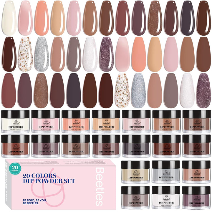 Beetles Dip Powder Liquid Set - 2 in 1 Dip Base & Top Coat and Activator, Dip Nail Liquid Set for Dipping Powders French Nail Design Dip Nail Kit Manicure Gift for Women, 0.51 Fl.Oz/Bot