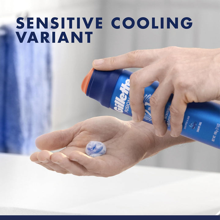 PRO Shaving Gel for Men Cools to Soothe Skin and Hydrates Facial Hair, TWIN PACK - Total 14Oz, Proglide Sensitive 2 in 1 Shave Gel
