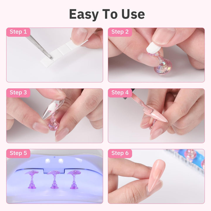 2 Set Nail Holder for Display Painting Nails - Aurora Acrylic Magnetic Practice Nail Stand Set - Fake Nail Holder for Press on Nails with Reusable Adhesive Putty (Aurora Pink)