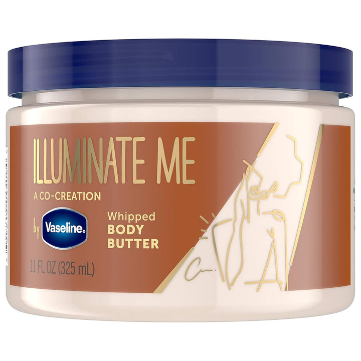 Illuminate Me Shea Butter Whipped Body Butter for Melanin Rich Skin Provides 24 Hour Moisturization for Dry Skin 11 Oz