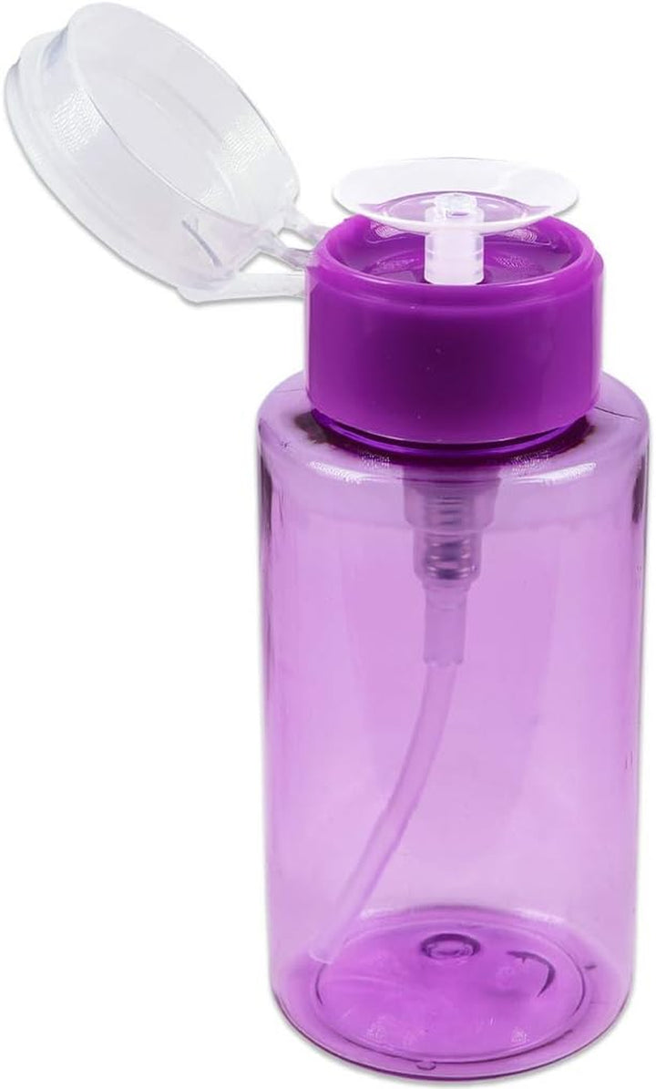 9Oz Gray with Word Imprint Push down Pump Dispenser Empty Refillerable Bottle with Flip Top Cap - for Nail Polish, Travel, Cosmetics Packaging