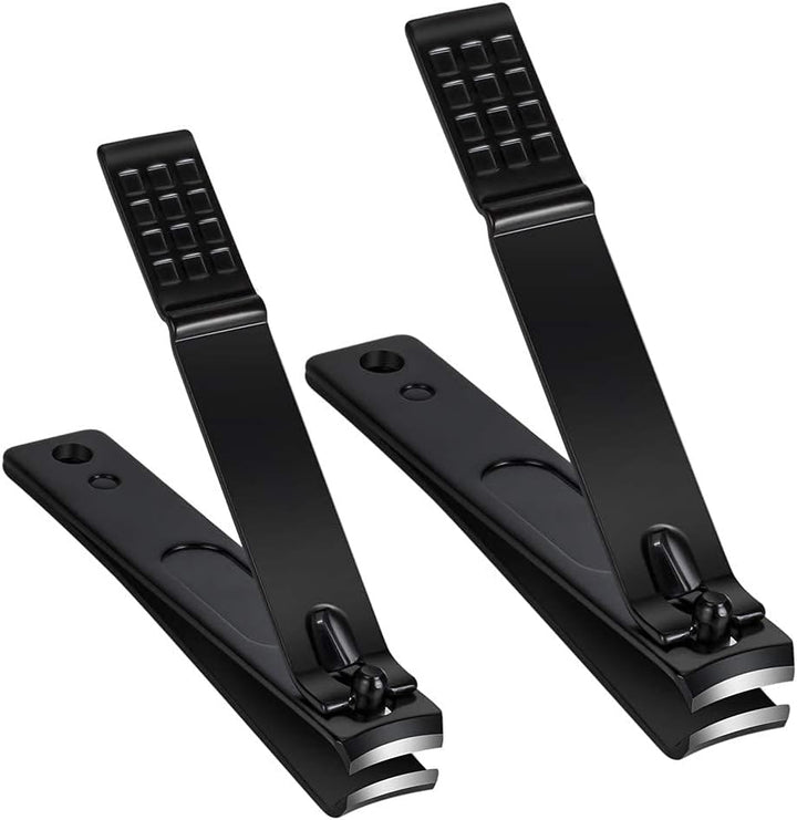Nail Clippers Set, Sharp Stainless Steel Fingernail Clipper & Toenail Clippers, Black Nail Cutter, Large and Small 2 Piece Set.