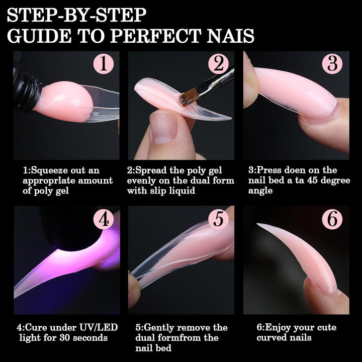 Curved Stiletto Nail Dual Forms for Poly Gel Extension of 3D Eagle Claw, Hawk Shape Full Cover Acrylic Nail Forms, Reusable Nail Molds for Halloween Nail Art Design 140 Pcs 14 Sizes