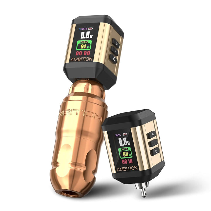 Lutin Rotary Tattoo Machine with Korall Tattoo Power Supply 2200Mah Straight Drive Bar - Wireless Tattoo Machine Short Tattoo Pen with Brushless Motor with RCA Cord for Tattoo Artist