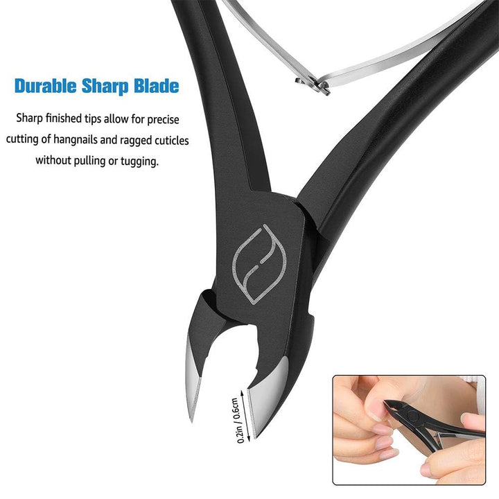 Cuticle Cutters 1/2 Jaw - Professional Stainless Steel Cuticle Clippers Nail Cuticle Remover Tool, Nail Dead Skin Clipper - BLACK