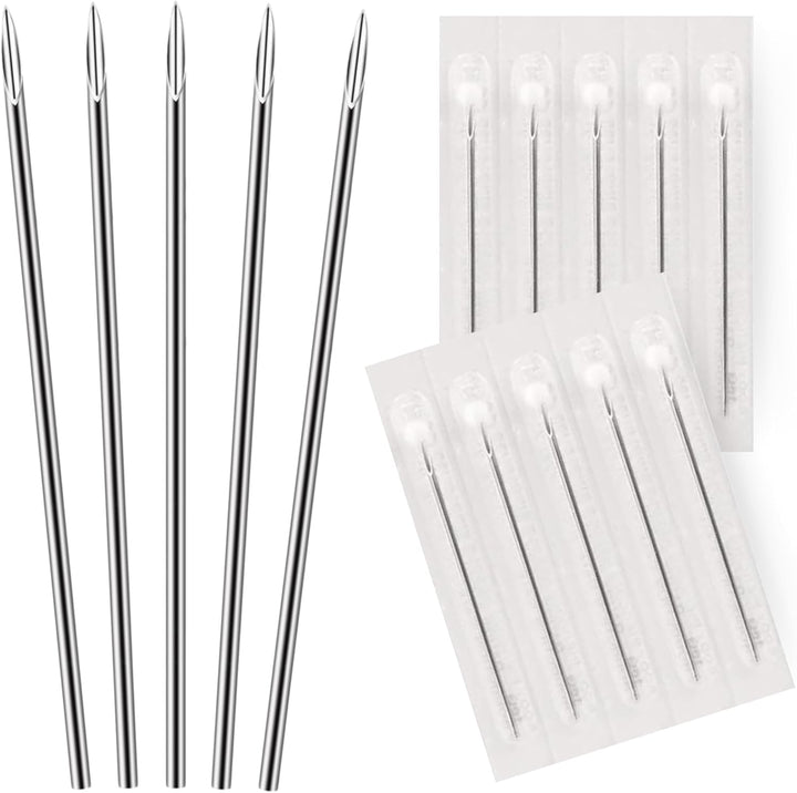 10PC Piercing Needles 18G - Sterile Disposable Sharp Surgical Stainless Steel - Nose Septum Ear Tragus Helix Labret Nipple Lip Navel