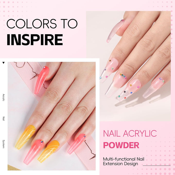 Acrylic Nail Kit for Beginners with Everything Nails Kit Acrylic Set with Drill and U V Light Professional Glitter Powder Decorations Rhinstones DIY Gifts for Women