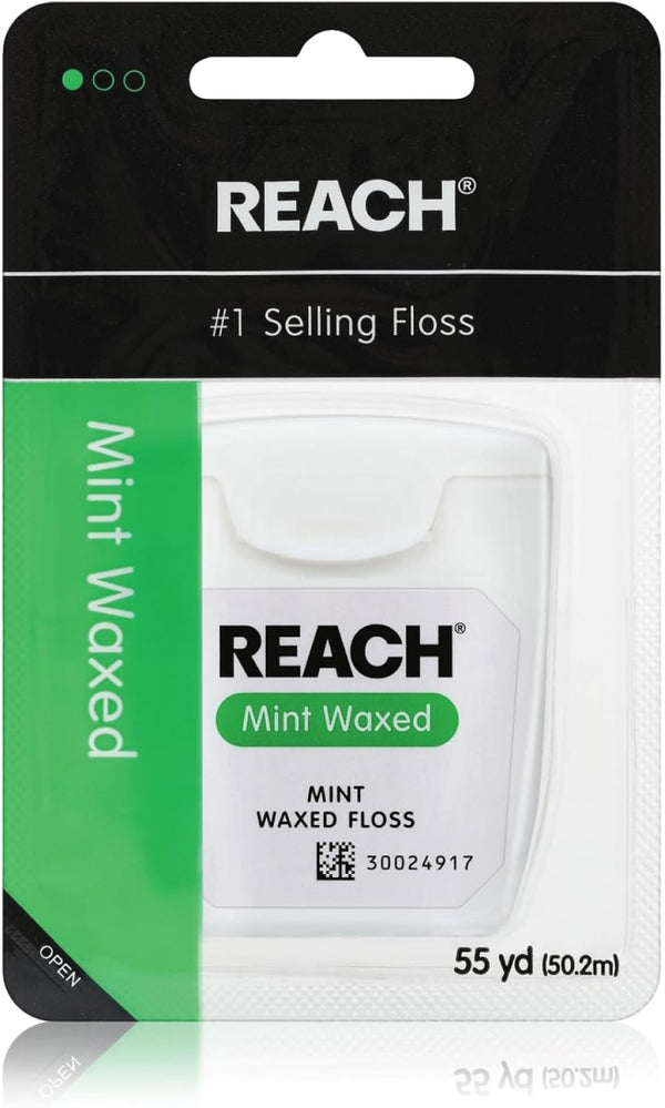 Waxed Dental Floss, Mint, Plaque Remover for Teeth, Shred Resistant, Floss Slides Smoothly, Easy to Use, Waxed, Deep Cleaning Teeth, Oral Care, PFAS Free, for Adults & Kids, 1 Pack, 55 Yd
